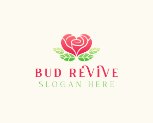 Heart Rose Flower logo