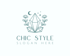 Crystal Moon Flower logo design