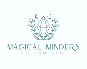 Crystal Moon Flower logo design