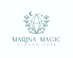 Crystal Moon Flower logo design