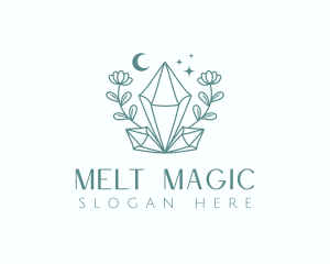 Crystal Moon Flower logo design