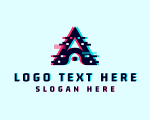 Cyber Anaglyph Glitch Letter A logo