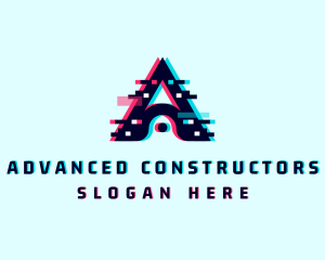 Cyber Anaglyph Glitch Letter A logo design