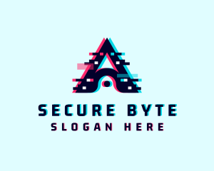 Cyber Anaglyph Glitch Letter A logo