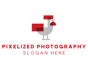 Pixel Rooster Poultry logo design