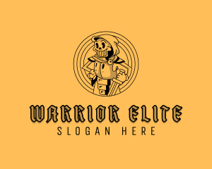 Skeleton Warrior Knight logo design