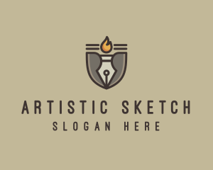 Torch Fountain Pen logo design