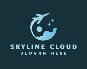 Airline Plane Cloud logo design