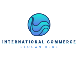 Business Wave Globe logo design