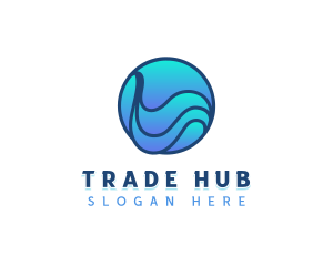 Business Wave Globe logo design