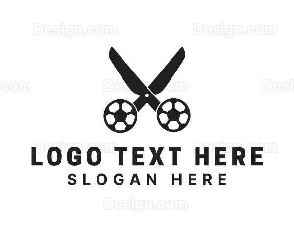 Soccer Ball Scissors Barber Logo