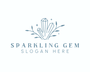 Leaf Sparkle Crystals logo design