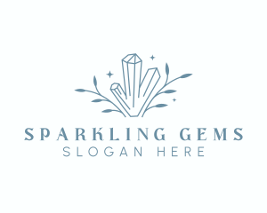 Leaf Sparkle Crystals logo design