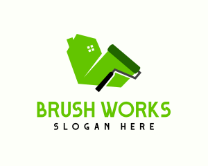 House Roller Brush Paint logo design