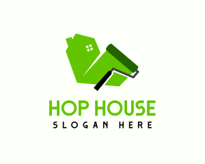 House Roller Brush Paint logo design