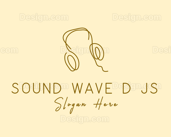 Minimal Headphones Scribble Logo