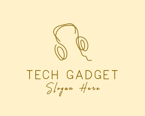 Minimal Headphones Scribble logo