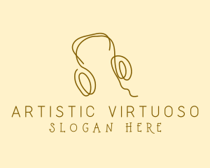 Minimal Headphones Scribble logo design