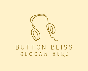 Minimal Headphones Scribble logo design