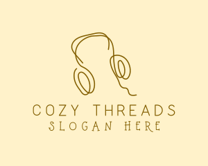 Minimal Headphones Scribble logo design