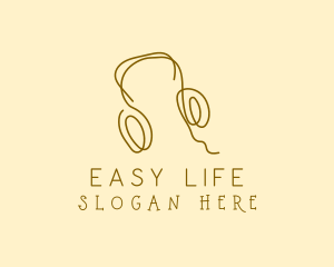 Minimal Headphones Scribble logo design