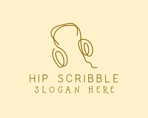 Minimal Headphones Scribble logo design