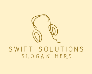 Minimal Headphones Scribble logo design