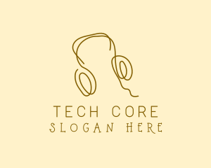 Minimal Headphones Scribble logo design