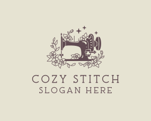 Floral Sewing Machine logo design