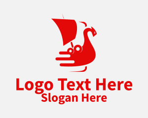 Red Viking Ship  Logo