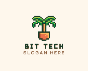 8bit Pixel Palm Tree logo design