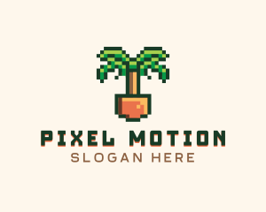 8bit Pixel Palm Tree logo design