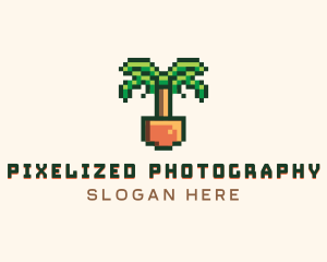 8bit Pixel Palm Tree logo design