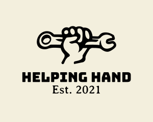 Hand Wrench Mechanic logo design