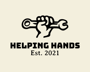 Hand Wrench Mechanic logo design