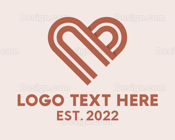 3D Heart Ribbon Valentines Logo