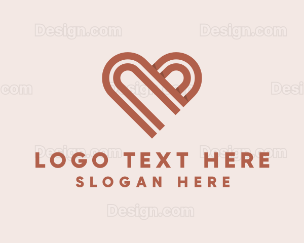 3D Heart Ribbon Valentines Logo