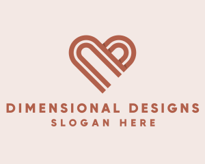 3D Heart Ribbon Valentines  logo design