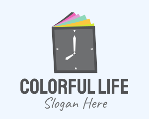 Colorful Book Clock logo design