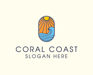 Summer Ocean Coastal Surf logo design