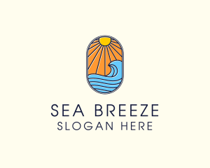 Summer Ocean Coastal Surf logo design