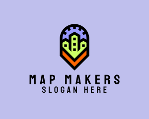 Urban Neighborhood Map Pin logo design