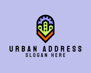 Urban Neighborhood Map Pin logo design