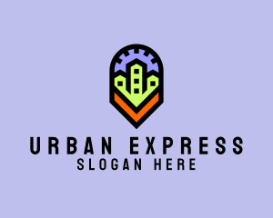 Urban Neighborhood Map Pin logo design