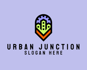 Urban Neighborhood Map Pin logo design