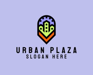 Urban Neighborhood Map Pin logo design