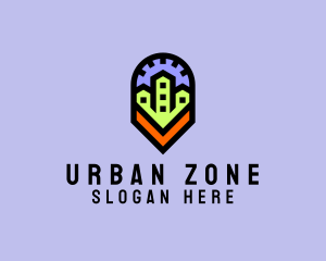 Urban Neighborhood Map Pin logo design