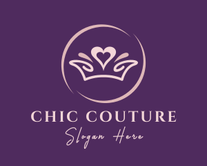 Feminine Heart Crown logo design