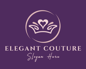 Feminine Heart Crown logo design