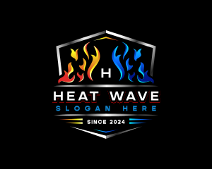 Temperature Heat Hvac logo design